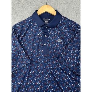 Good Good Golf Polo Shirt Mens Medium Blue All Over Cup Ball Print Performance